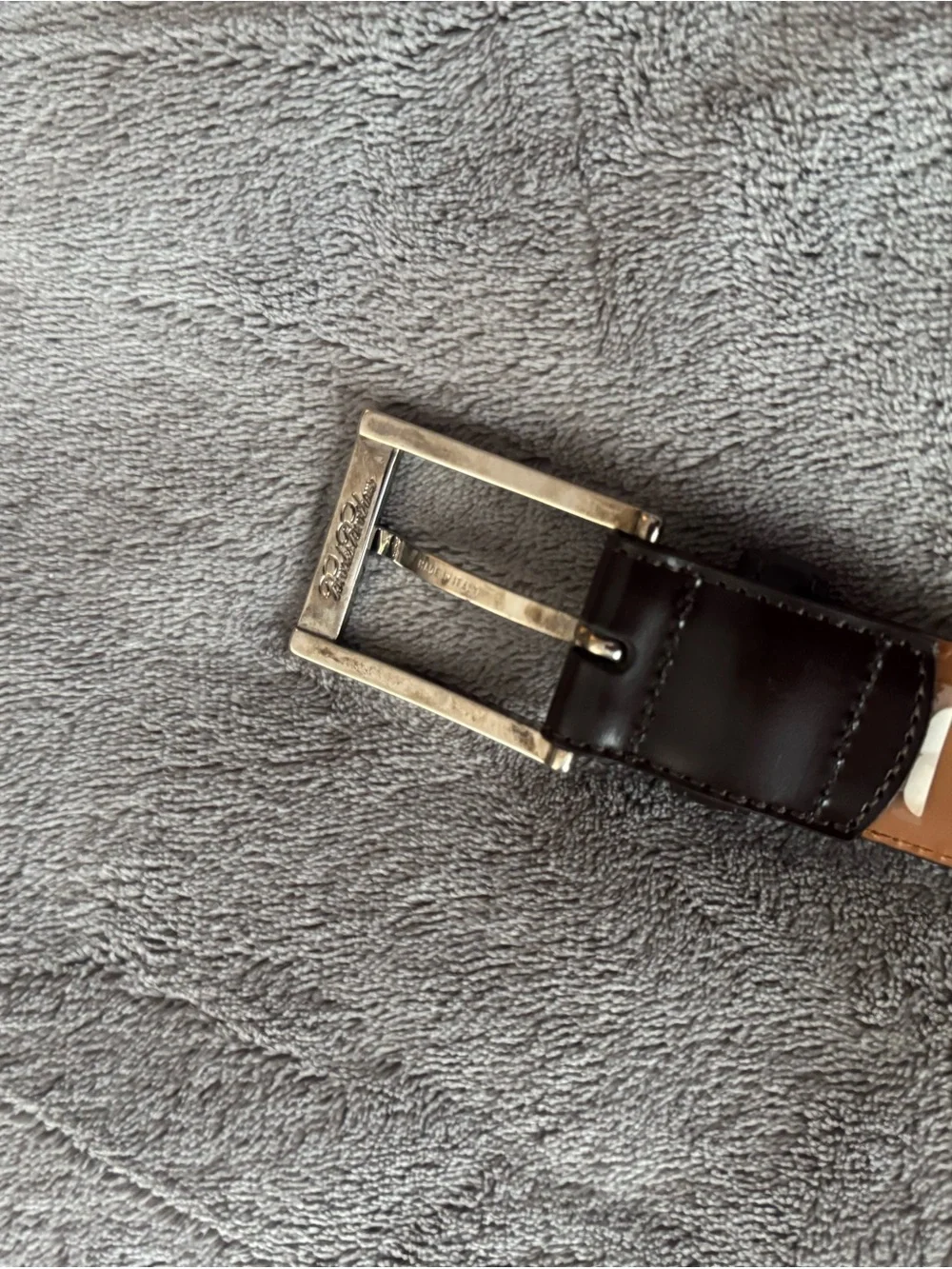 Brooks Brothers Black Leather Belt with Silver-Tone Buckle